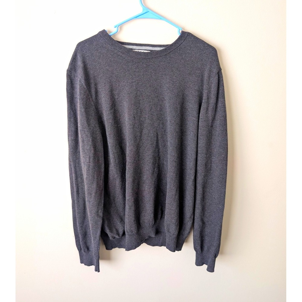 Joseph Abboud Sweater Mens XL Gray Knit Long Sleeve Pullover Modern Pima Crew